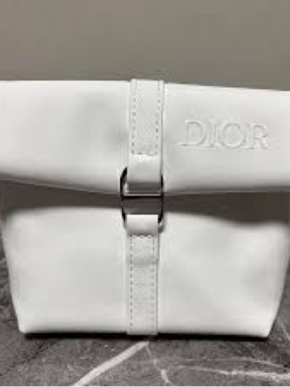Dior White faux Leather Fold-Top Cosmetic Pouch